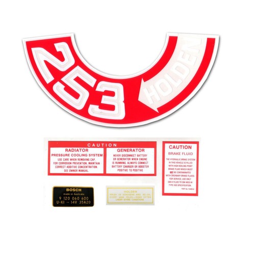 RSP Engine Decal Kit Holden HT HG 253 V8 - ED1016 Auto