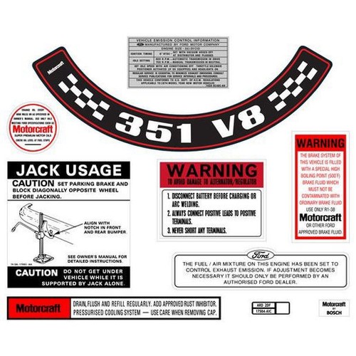 RSP Decal Kit Ford XB ZG 351 V8 Large Air Cleaner - BD2073L Auto