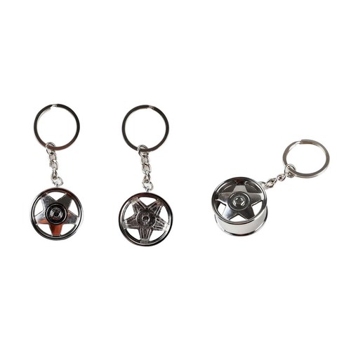 GearUp Mag Wheel Key Ring - 5 Spoke Chrome Auto Part