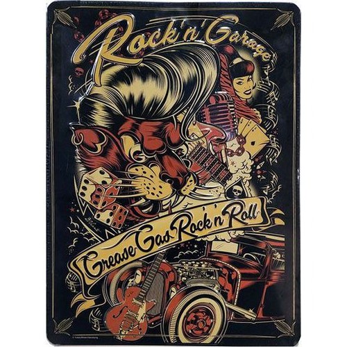 Hot Stuff Rockin Garage Embossed Metal Garage Sign - TS571 Auto Part