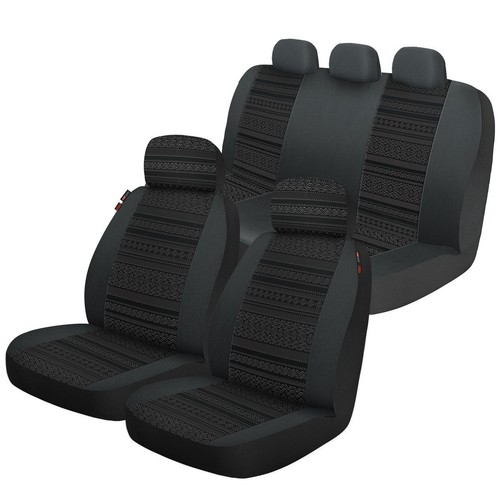Repco Front & Rear Car Seat Covers Polyester, Black - Set - RSCPCKS30-BK-AZT