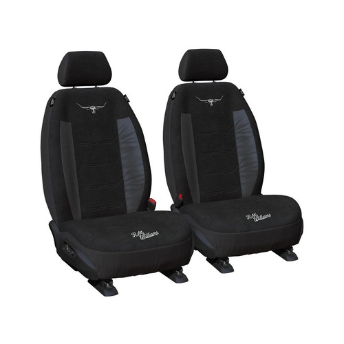 RM Williams Front Car Seat Covers Suede Velour Black - Pair - VLRMWBX-BLK30 Auto