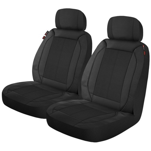 Repco Front Car Seat Covers Leather-Look, Black - Pair Car Interior Auto Part