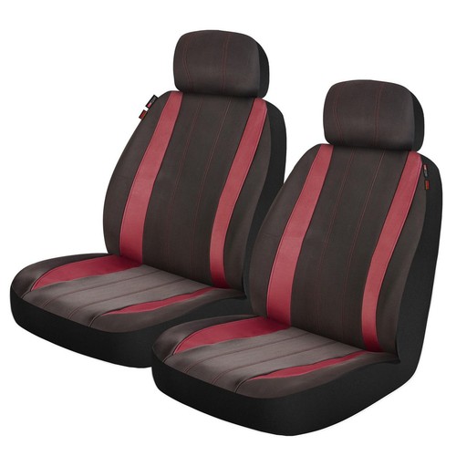 Repco Front Car Seat Covers Neoprene, Black/Red - Pair - RSCFTPRS30-BKRD-NX Auto
