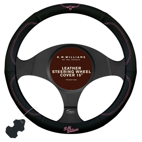 RM Williams Steering Wheel Cover Jillaroo Leather, Pink - SWRMW-PNK Car Interior