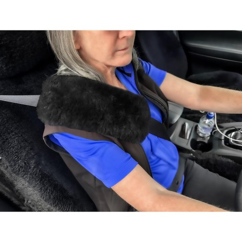 Repco Sheepskin Seat Belt Pad Black Car Interior Brake Parts Auto Part