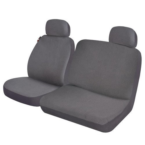 Repco Ute Front Car Seat Covers Canvas, Grey - Pair - RSCUTESZA-GY-DRVR Auto