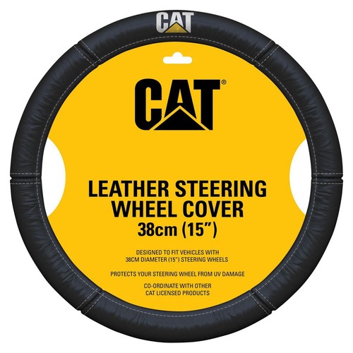 Caterpillar Steering Wheel Cover Leather, Black - SWCAT-BLK Car Interior