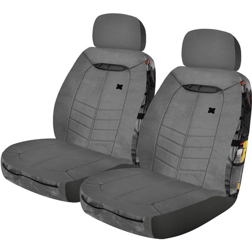 MaxiTrac Front Car Seat Covers HD Polyester, Grey - Pair Car Interior