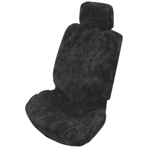 GearUp Sheepskin Car Seat Cover - Single Black Car Interior