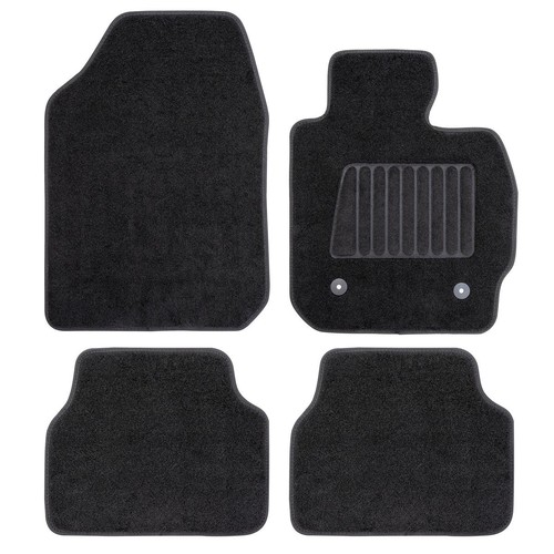 Repco Deluxe Carpet Floor Mats with Accelerator Cut-Out, Black - 4 Piece Auto