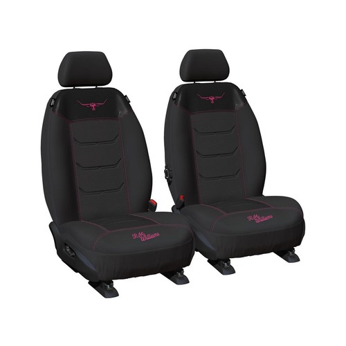 RM Williams Front Car Seat Covers Polyester Mesh, Black/Pink - Pair - MHRMWRB-BP