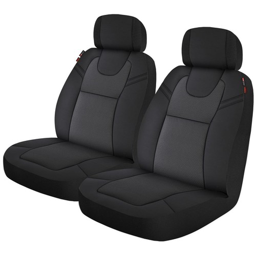 Repco Front Car Seat Covers Leather Look, Black - Pair Car Interior Auto Part