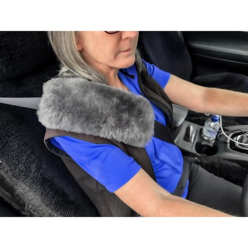 Repco Sheepskin Seat Belt Pad Charcoal Car Interior Brake Parts Auto Part