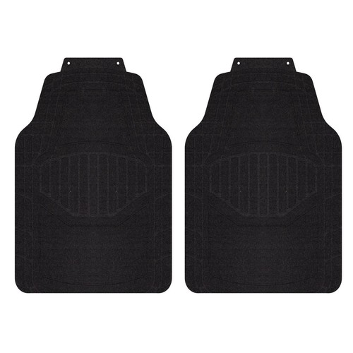 Repco PVC/Carpet Reversible Floor Mats, Black - 2 Piece Car Interior Auto Part