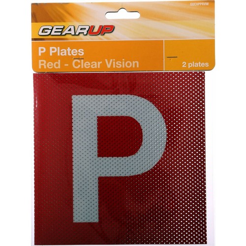 GearUp Clear Vision Probationary Plate Set Red Car Interior