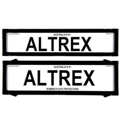 Altrex Number Plate Covers Premium Black Without Lines & Silver Line in Border -