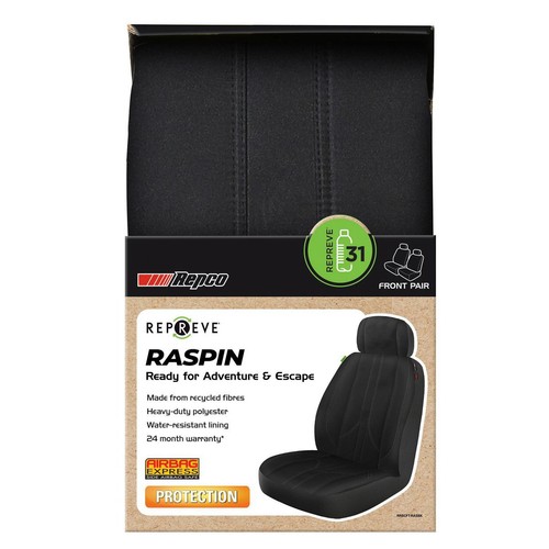 Repco Repreve Front Car Seat Covers, Black - Pair Car Interior Auto Part