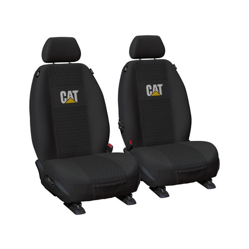 Caterpillar Front Car Seat Covers Polyester, Heat Printed Hex - Pair - JCCATH-BL