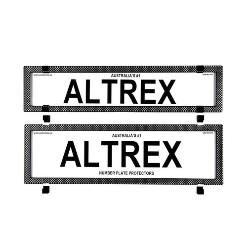 Altrex Number Plate Covers Premium Combination Silver Carbon Fibre Without Lines