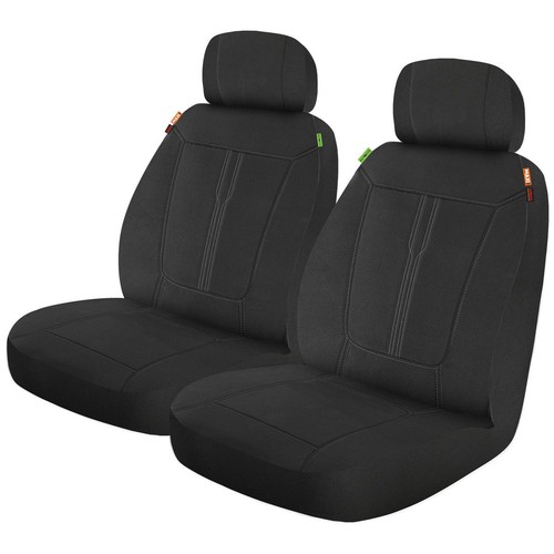 MaxiTrac Front Car Seat Covers HD Repreve, Black - Pair Car Interior Auto
