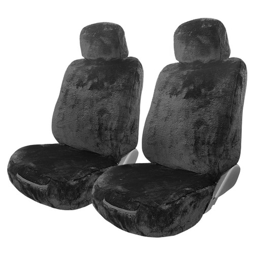 Repco Front Car Seat Covers Mink Acrylic, Charcoal - Pair Car Interior Auto Part
