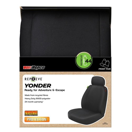 Repco Front Car Seat Covers Repreve, Black - Pair Car Interior Auto Part