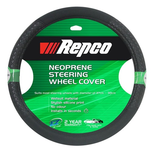 Repco Steering Wheel Cover Neoprene, Black Car Interior Auto Part
