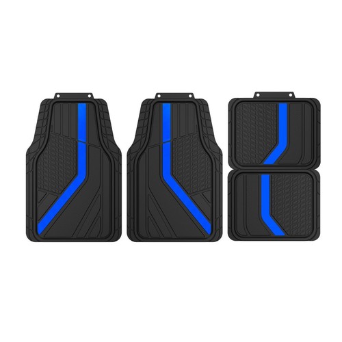 Repco PVC Sports Floor Mats, Black/Blue - 4 Piece Car Interior Auto Part