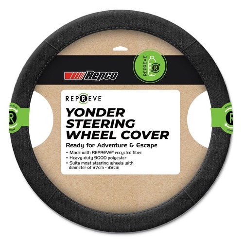 Repco Steering Wheel Cover Repreve, Black Car Interior Auto Part