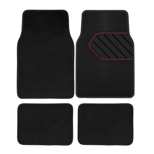 Repco Sports Carpet 4PC - Black with Red Piping Car Interior Auto Part