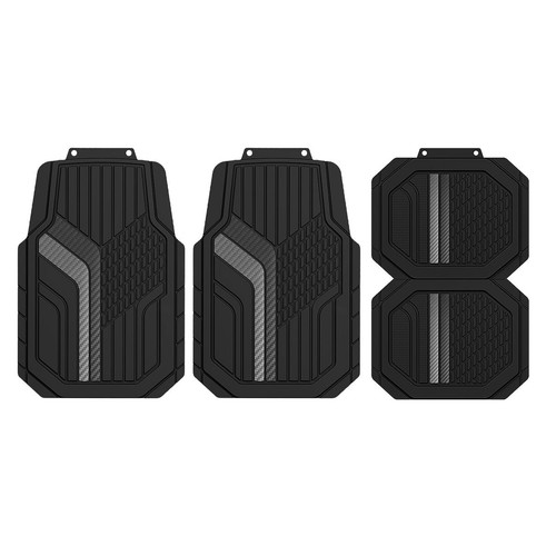 Repco PVC Sports Floor Mats, Black/Grey - 4 Piece Car Interior Auto Part