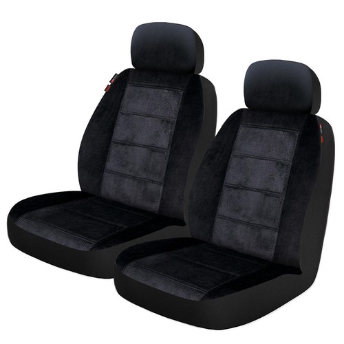 Repco Front Car Seat Covers Polyester, Black - Pair - RSCFTPRS30-BK-DMNT Auto