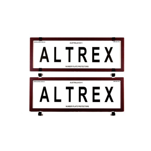 Altrex Number Plate Covers Standard 6 Figure Red Carbon Fibre Without Lines - 6S