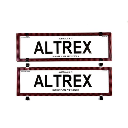 Altrex Number Plate Covers Dual Slimline Red Carbon Fibre Without Lines - 6SERV