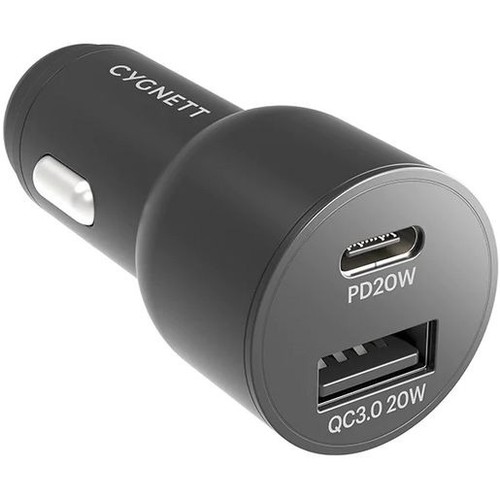 Cygnett 20W USB C Car Charger Dual Port USB-A & USB-C - CY3637CYCCH Auto