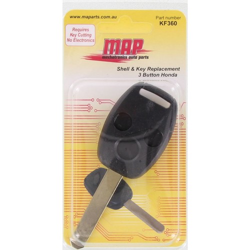 MAP Remote Shell And Key Replacement - 3 Button - No Electronics - Key Requires