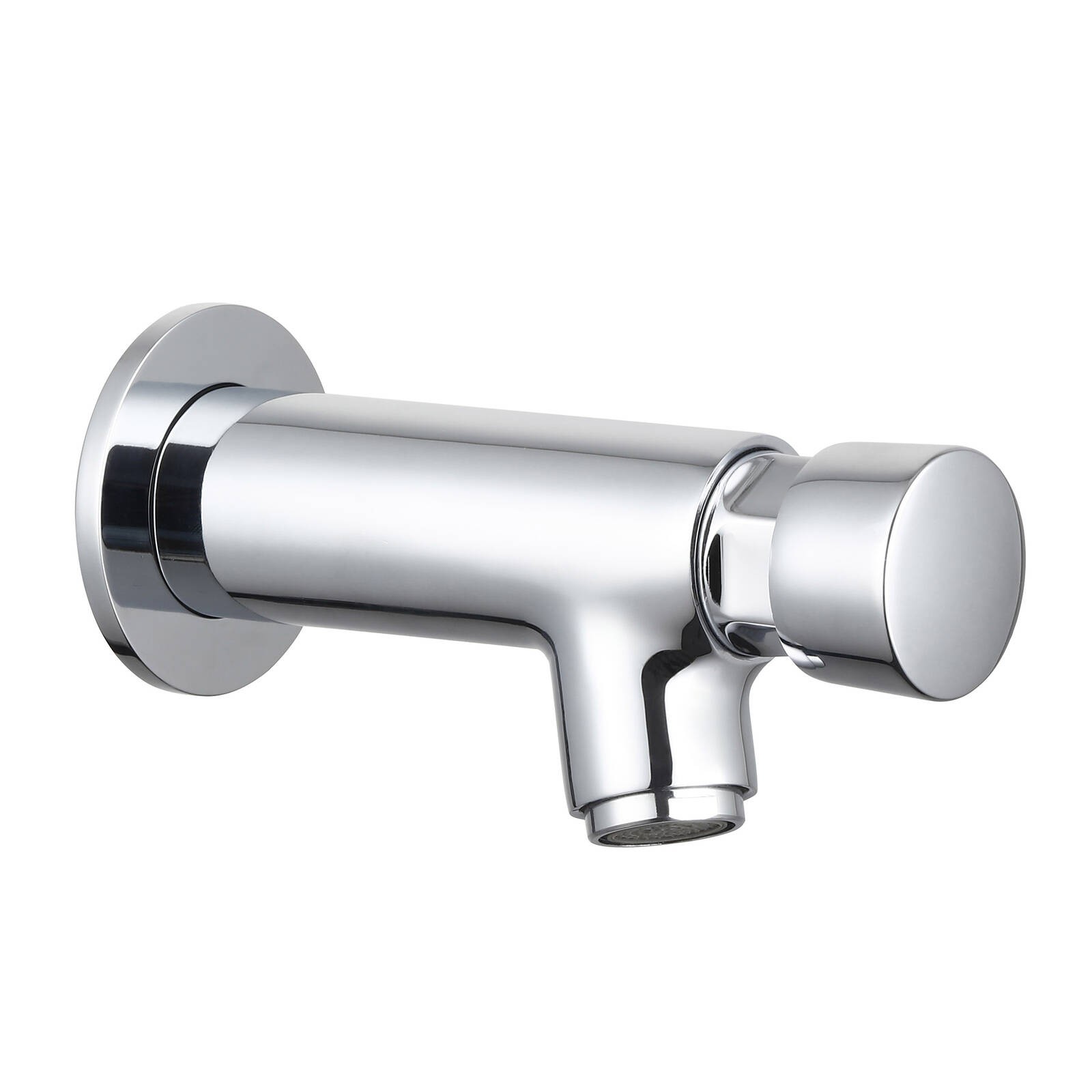 Shaw & Mason Chrome Timed Push Button Wall Mounted Bib Tap WELS 6 Star 5L/Min