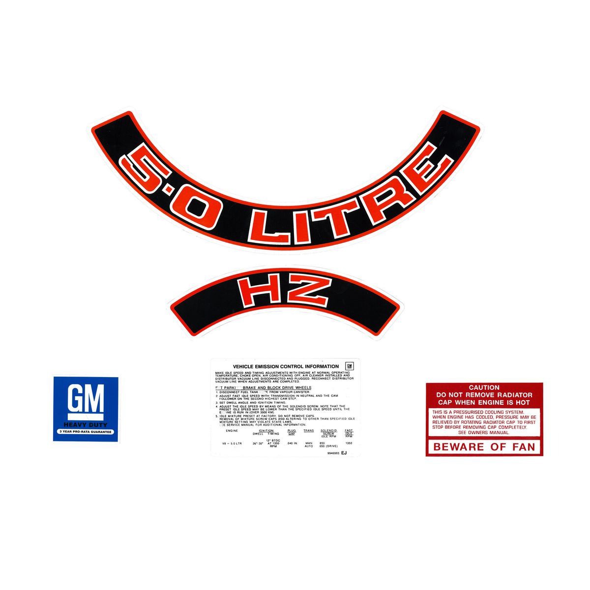 RSP Engine Decal Kit (Red) Holden HZ 5.0 Litre - ED1026 Auto