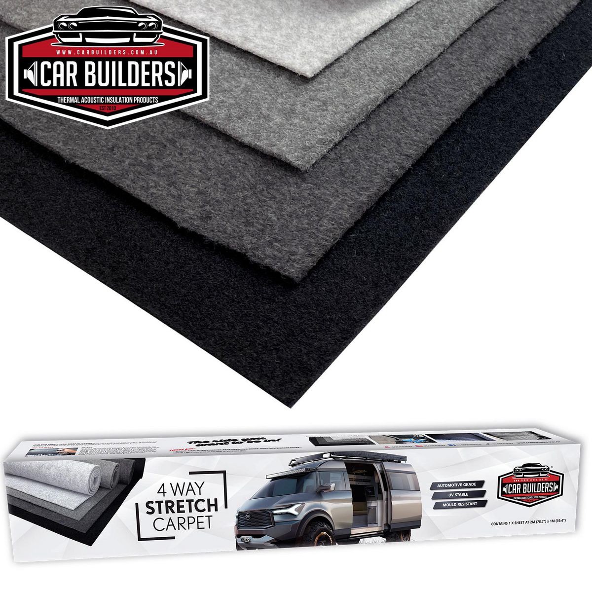 Car Builders Auto 4-Way Stretch Carpet, 1 Metre - Dark Grey - CRPDGREY1M Part