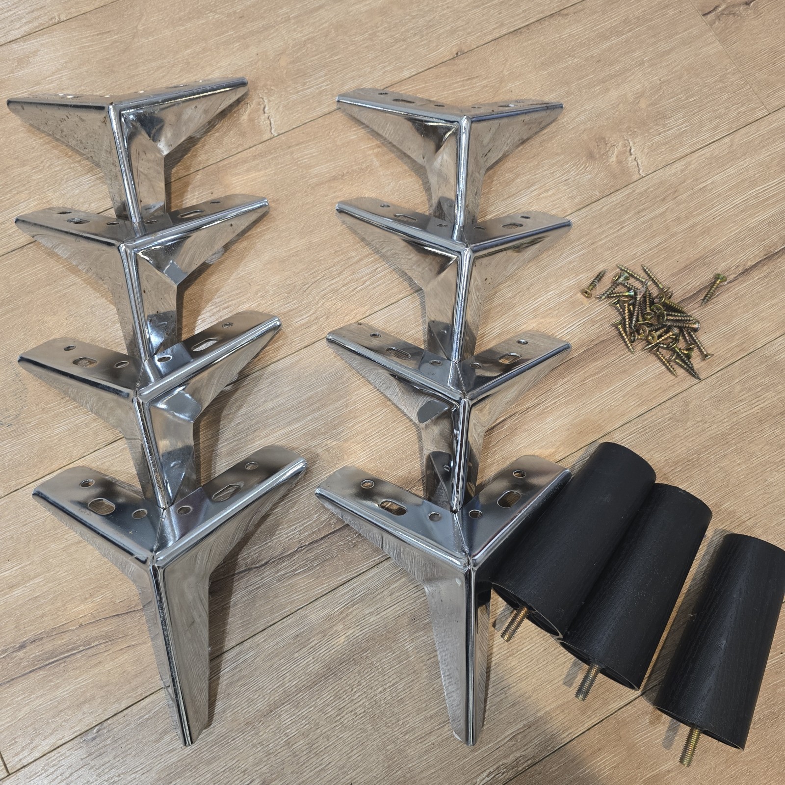 8X Metal Furniture Legs Modern Triangle Feet Bed Sofa Lounge Cabinet 3X Wooden