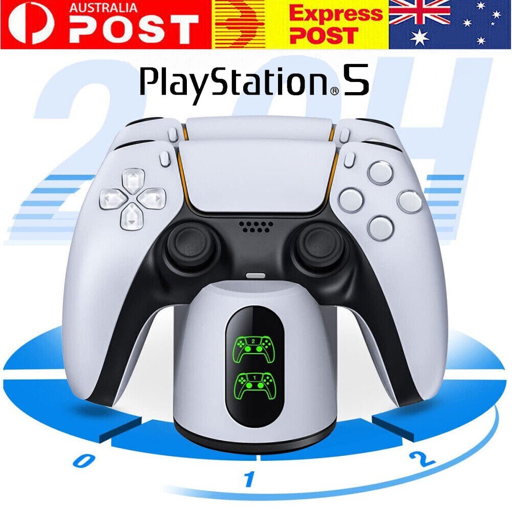 For Sony PS5 Controller Charging Dock Station Wireless Dual Charger White LED 1m
