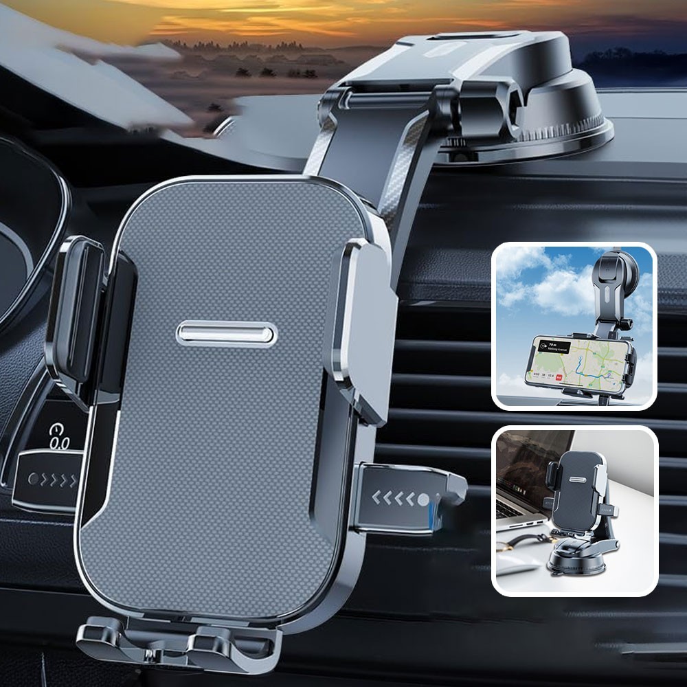 Universal 360 Car Mount Phone Holder For Smartphones 4-7 Inches Dashboard Black