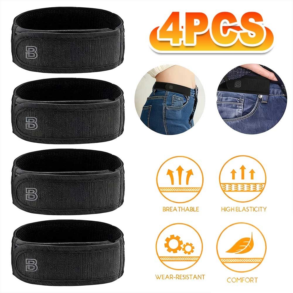 4X BeltBro Titan No Buckle Elastic Belt For Men-Fits 1.5 Inch Loops Black Nylon