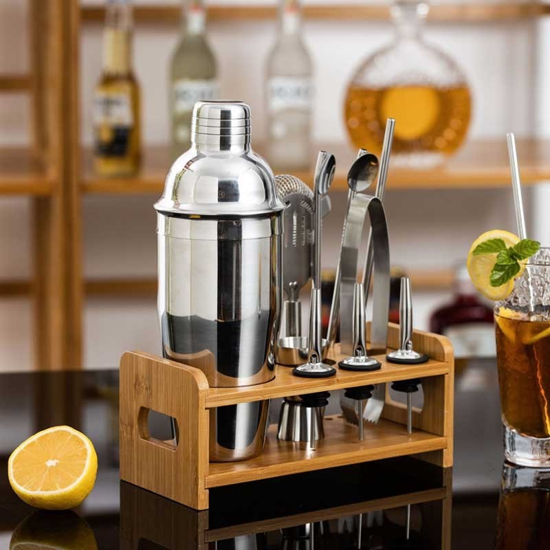 13Pcs Cocktail Shaker Set Mixer Martini Spirits Maker Bar Strainer 750ML Silver