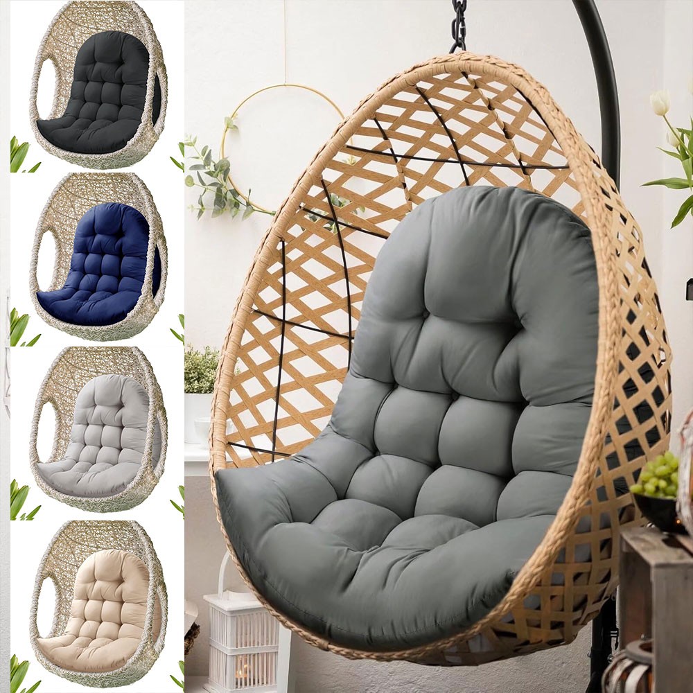 Outdoor Hanging Egg Chair Cushion Pad 120cm 80cm Black Waterproof PP Cotton Seat