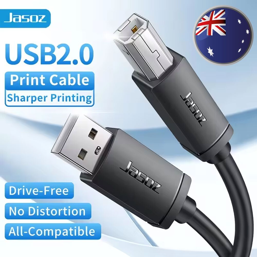 Jasoz USB 2.0 Printer Cable Male Type A to B 0.5m Data Transfer 480 Mbps Round