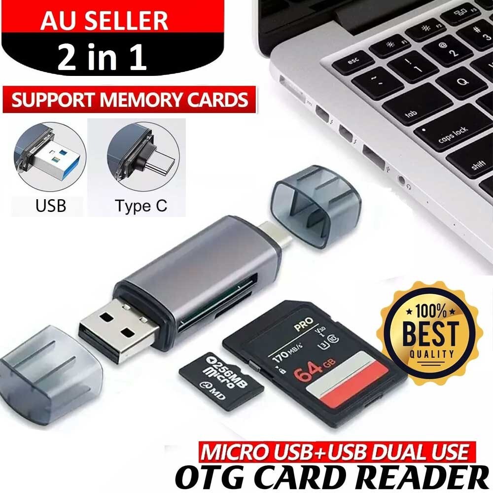 OTG Adapter SD TF Micro Card Reader Universal USB USB-C Dual Support 2.0 PC 19g