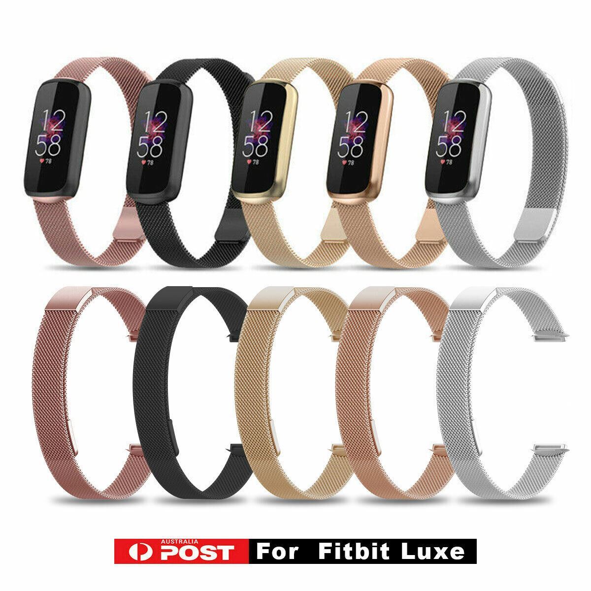 Fitbit Luxe Magnetic Milanese Mesh Stainless Steel Band Rose Gold 5.5-8.7 wrist