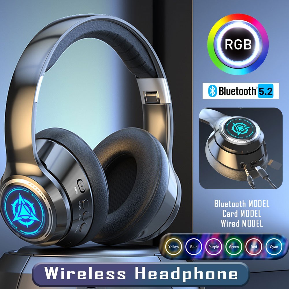 Y02 Wireless Bluetooth Headphones Over Ear Foldable 40mm Mic Black 14-16 Hours